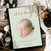 Het is een Boy Photo Sage Cocoa Boy Geboorteaankon