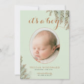 Het is een Boy Photo Sage Cocoa Boy Geboorteaankon (Voorkant)