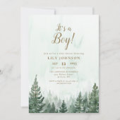 Het is een Boy Pine Tree Forest Baby shower Kaart (Voorkant)
