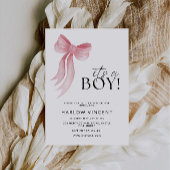 Het is een Boy Pink Bow Baby shower Kaart