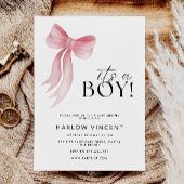 Het is een Boy Pink Bow Baby shower Kaart