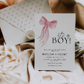 Het is een Boy Pink Bow Baby shower Kaart