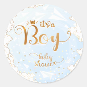 Het is een Boy- Prince Baby shower Ronde Sticker
