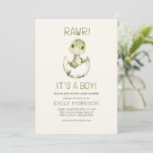 Het is een Boy QR Code Boho Dinosaur Baby Boy Show Kaart (Staand voorkant)