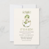 Het is een Boy QR Code Schattigee Dinosaur Baby Bo Kaart (Voorkant)