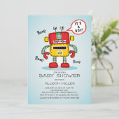 Het is een Boy Robot Baby shower Uitnodiging (Staand voorkant)