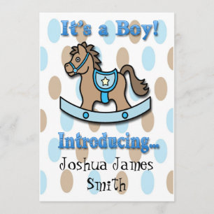 Het is een 'Boy Rocking Horse Birth' aankondiging