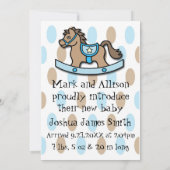 Het is een 'Boy Rocking Horse Birth' aankondiging (Achterkant)