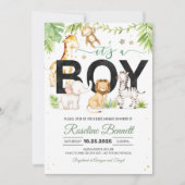 Het is een Boy Safari A Wild One Baby shower Kaart (Voorkant)