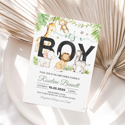Het is een Boy Safari A Wild One Baby shower Kaart
