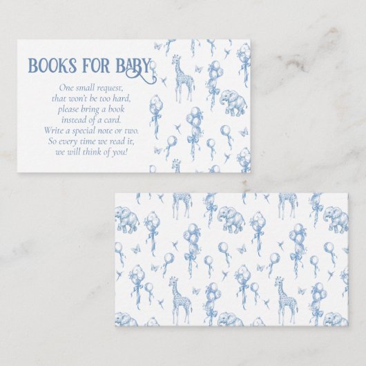 Het is een Boy Safari Animal Blue Balloon Baby sho Informatiekaartje (Voorkant / Achterkant)