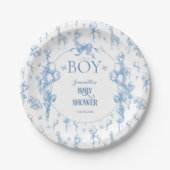 Het is een Boy Safari Animal Blue Balloon Baby sho Papieren Bordje (Voorkant)