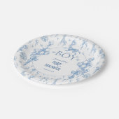 Het is een Boy Safari Animal Blue Balloon Baby sho Papieren Bordje (Gekanteld)