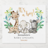 Het is een Boy Safari Baby shower feestje moussere Sparkling Wijnetiket (Enkel label)
