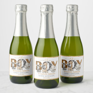 Het is een Boy Safari Baby shower Party Mini Sparkling Wijnetiket
