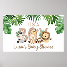 Het is een Boy Safari Baby shower Poster