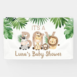 Het is een Boy Safari Baby shower Spandoek
