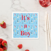 Het is een Boy Sailboat Paper Napkin Servet (Insitu)
