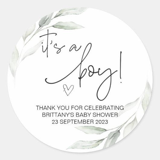 Het is een Boy Schattige Baby shower Party Favor G Ronde Sticker (Voorkant)
