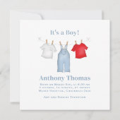 Het is een Boy Schattige Baby waslijn Aankondiging (Achterkant)