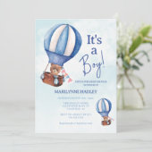 Het is een Boy Schattige Beren ballon Baby shower Kaart (Staand voorkant)