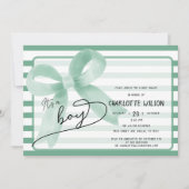 Het is een Boy Schattige Mint Bow Stripes Baby sho Kaart (Voorkant)
