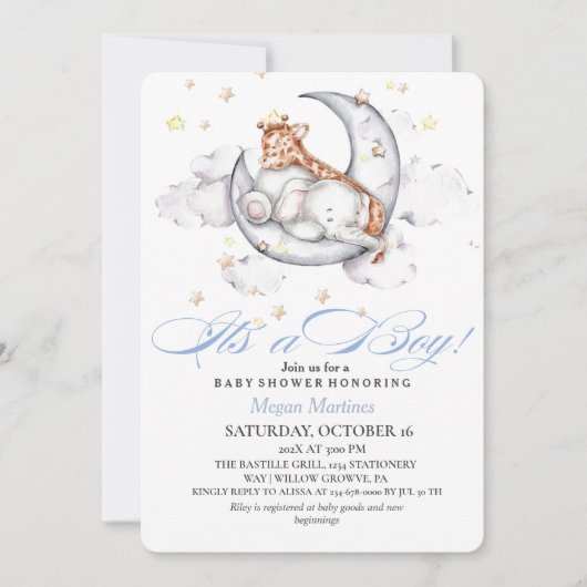 Het is een Boy Schattige Olifant & Giraffe Baby sh Kaart (Voorkant)