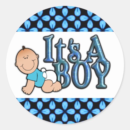 Het is een Boy Shiny Blue Text met Baby Sticker Bl (Voorkant)