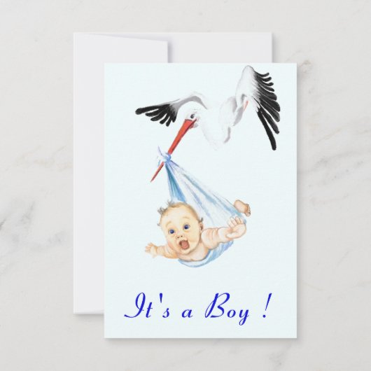 Het is een Boy Shower Invitation Stork die Baby ve (Achterkant)