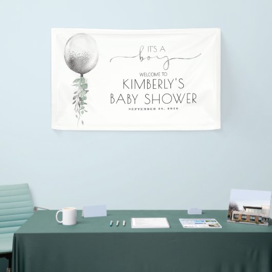 Het is een Boy Silver Balloon Baby shower Banner (Beurs)