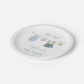 Het is een Boy Simple Clothes Waterverf Baby showe Papieren Bordje (Gekanteld)