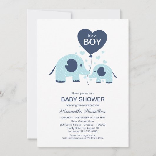 Het is een Boy Simple Schattige Blue Elephant Baby Kaart (Voorkant)
