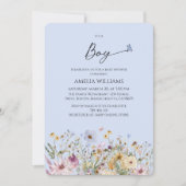 Het is een Boy Soft Blue Floral Baby shower Kaart (Voorkant)