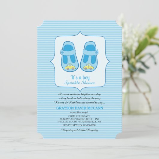 Het is een Boy Sprinkle Baby shower Kaart (Staand voorkant)