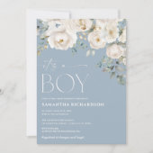 Het is een Boy stoffige blauwe witte elegante bloe Kaart (Voorkant)