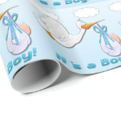 Het is een Boy Stork Baby shower inpakpapier (Rol Hoek)