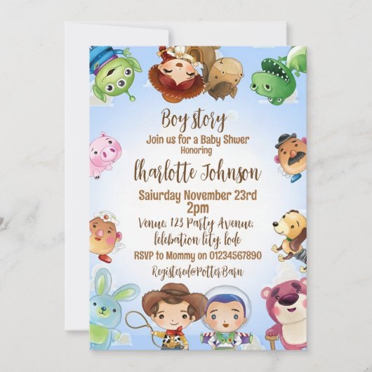 Het is een Boy Story Baby shower Uitnodiging (Voorkant)