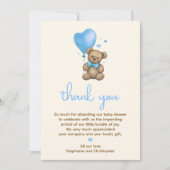 Het is een Boy Teddy Bear-Baby shower Bedankkaart (Voorkant)