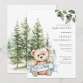 Het is een Boy Teddy Bear Baby shower Kaart (Voorkant / Achterkant)