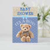 Het is een Boy Teddy Bear Baby Shower Uitnodiginge Kaart (Staand voorkant)