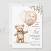 Het is een Boy Teddy Bear Balloons Baby shower Kaart (Voorkant)