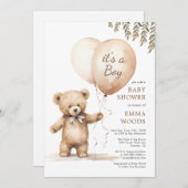 Het is een Boy Teddy Bear Balloons Baby shower Kaart (Voorkant / Achterkant)