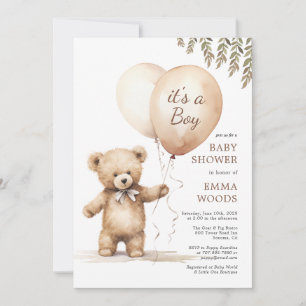 Het is een Boy Teddy Bear Balloons Baby shower Kaart