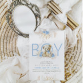 Het is een Boy Teddy Bear Boho Blue Baby shower Kaart