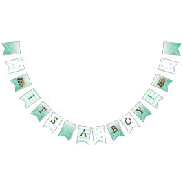 Het is een Boy, Teddy Bear Green Baby shower Vlaggetjes