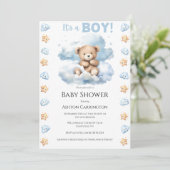 Het is een Boy Teddy Bear Waterverf Baby Kaart (Staand voorkant)