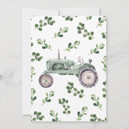 Het is een Boy Tractor Baby shower Kaart (Achterkant)