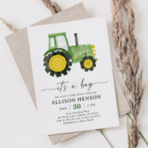 Het is een Boy Tractor Baby shower