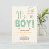 Het is een Boy Typography Boho kleurrijk Baby show Kaart (Staand voorkant)