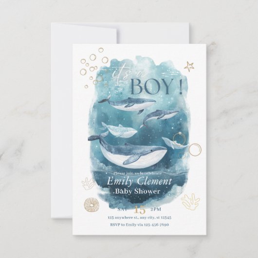 Het is een Boy Under the Zee Baby shower Invite Kaart (Voorkant)
